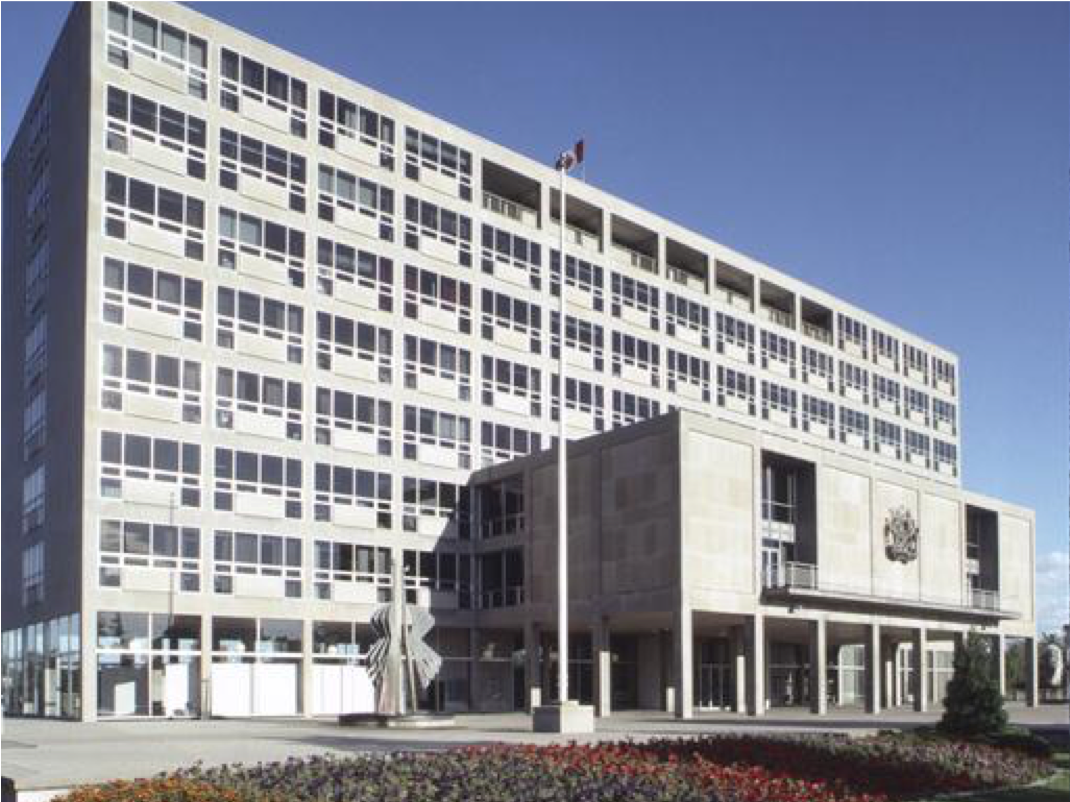 Diefenbaker Building 50 - exterior view of 1958 building from north