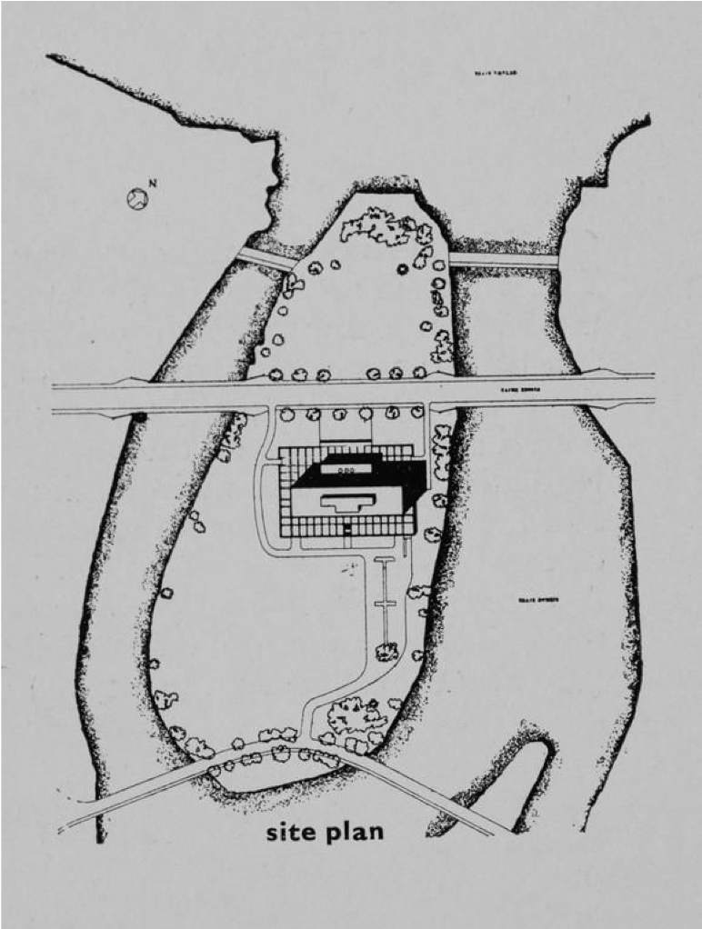 Diefenbaker Building 63 - site plan of 1958 building on Green Island