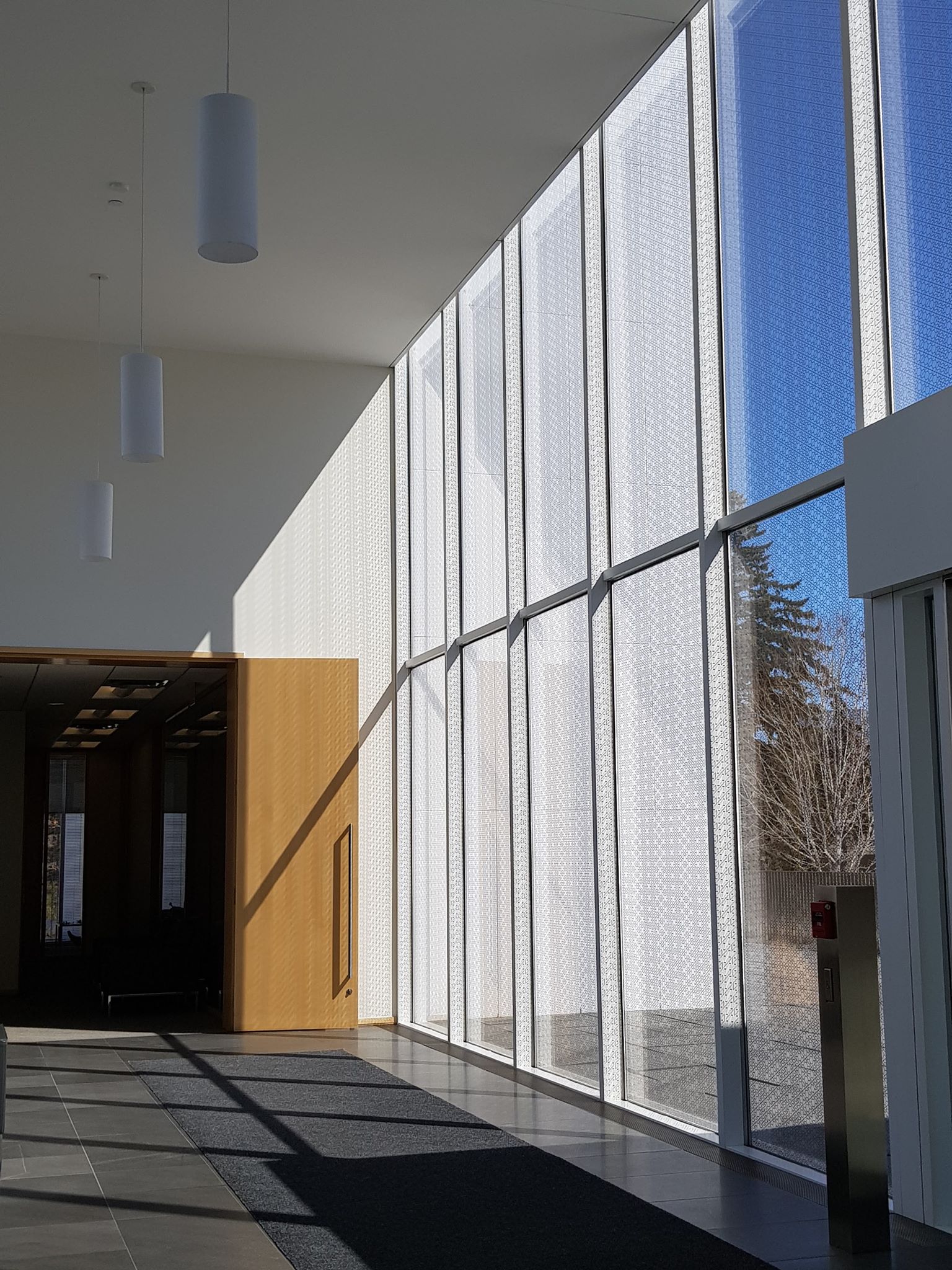 Main entrance of the building that serves as waiting and reception area.