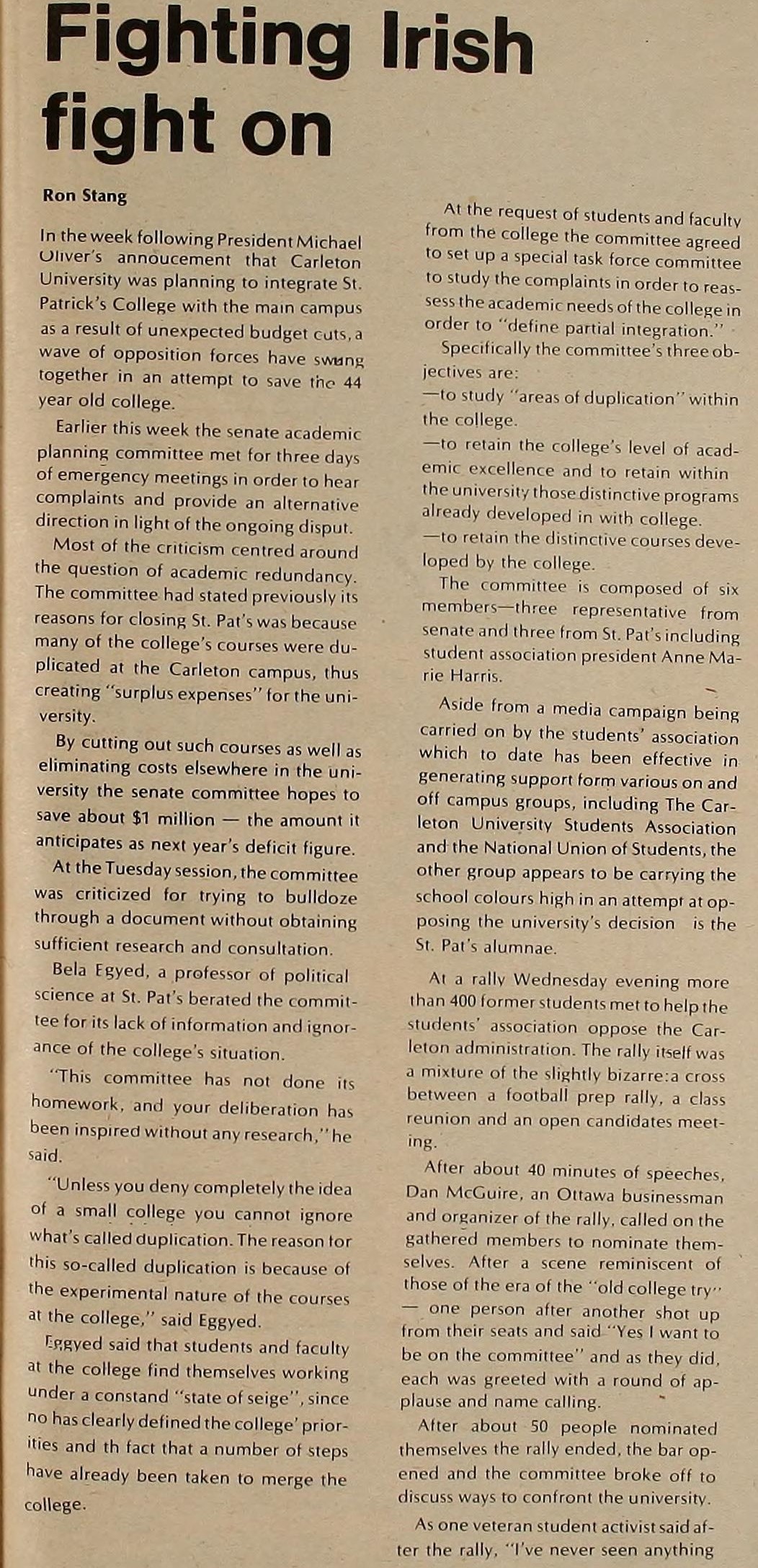 Charlatan Clipping Dec 6, 1974, pg1 - Part 1