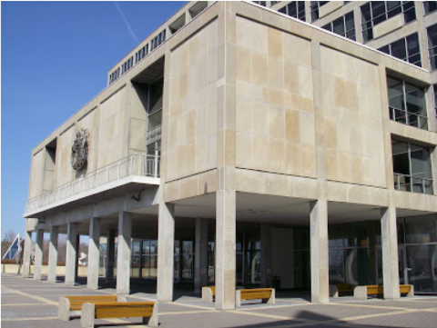 Diefenbaker Building 12 - exterior looking at original Council Chambers