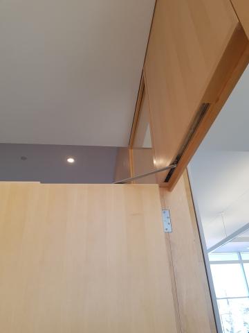 Detail of the door frame with hidden mechanism