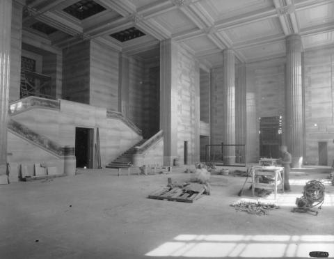This is the Grand Entrance Hall in construction, this image is dated 21 June 1934.